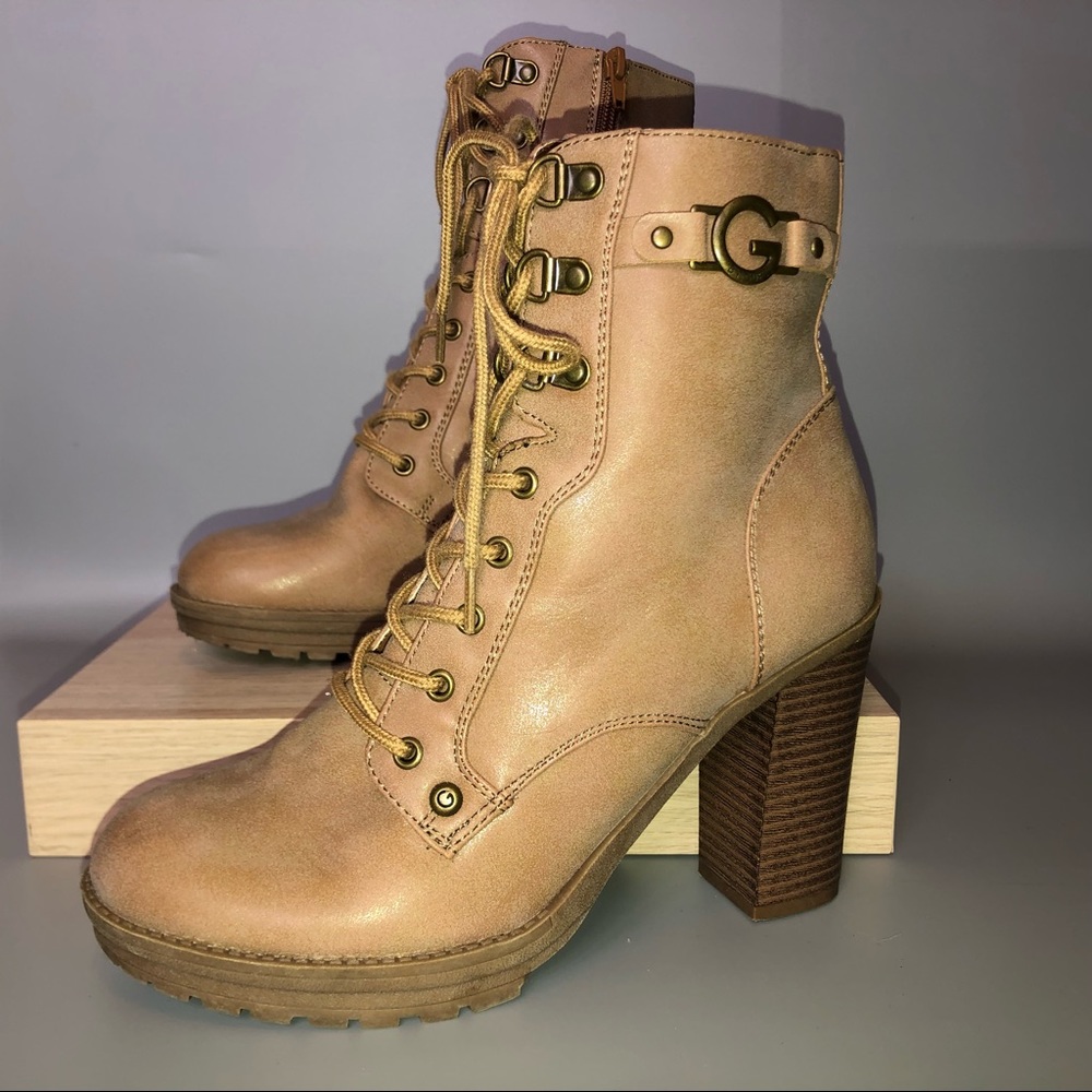 Guess Gasin Hiker Boots Side Zipper Size 8 1/2” Faux Leather.